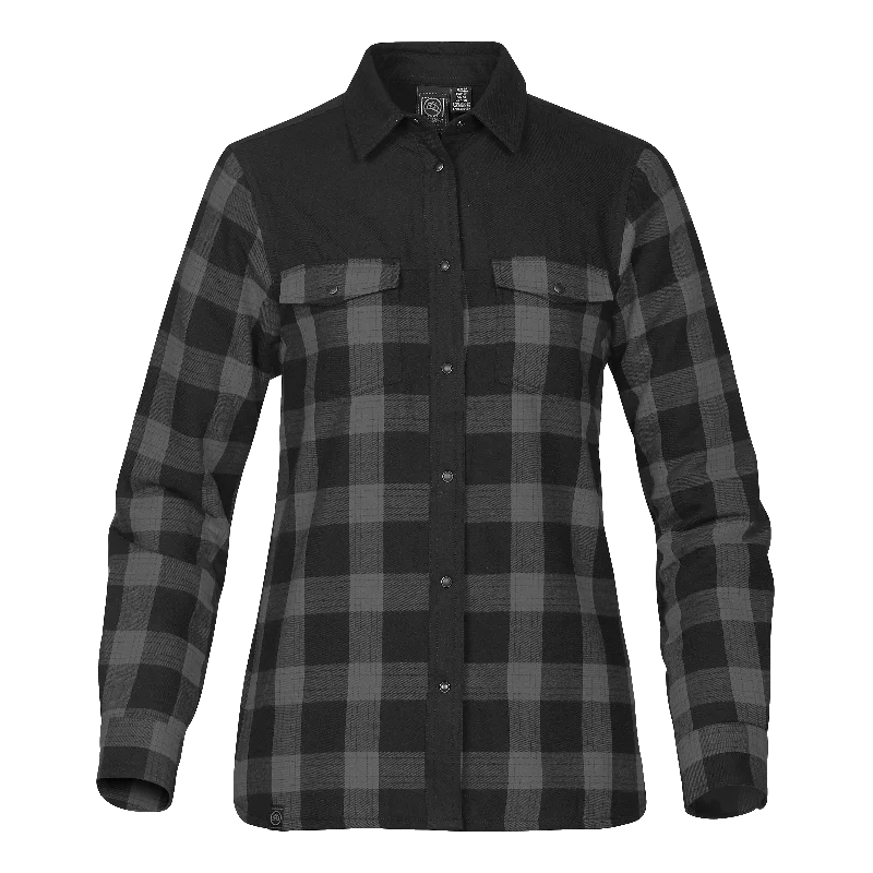 C1864W Womens Thermal Long Sleeve Flannel Shirt-- Nylon Fabric Polyester Fabric Spandex Fabric