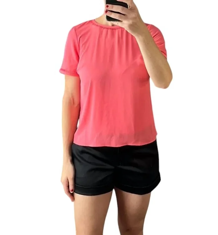 Short Sleeve Blouse In Coral Smart Business Blouse