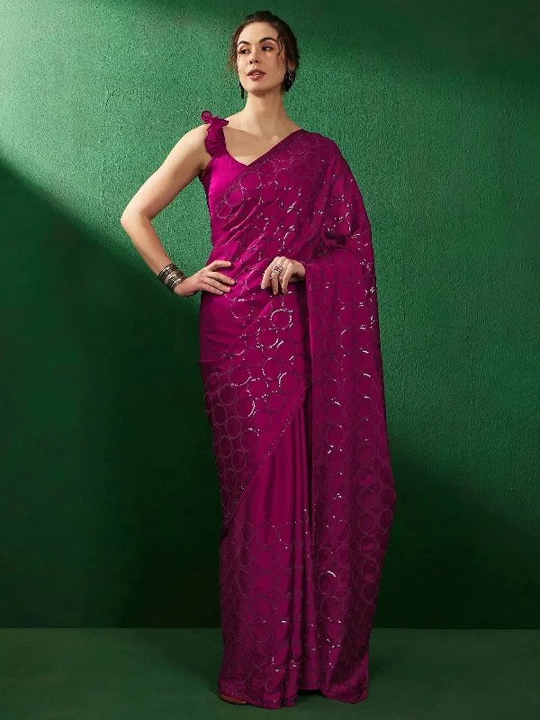 Saree Mall Women's Georgette Magenta Embellished Designer Saree With Blouse Piece-VEDNSHI5605 Embroidered Floral Blouse Saree Mall Women's Georgette Magenta Embellished Designer Saree With Blouse Piece-VEDNSHI5605 Embroidered Floral Blouse