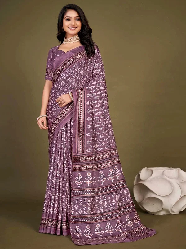 Saree Mall Women's Dola  Mauve Printed Designer Saree With Blouse Piece-DOLA148C Elegant Silk Blouse