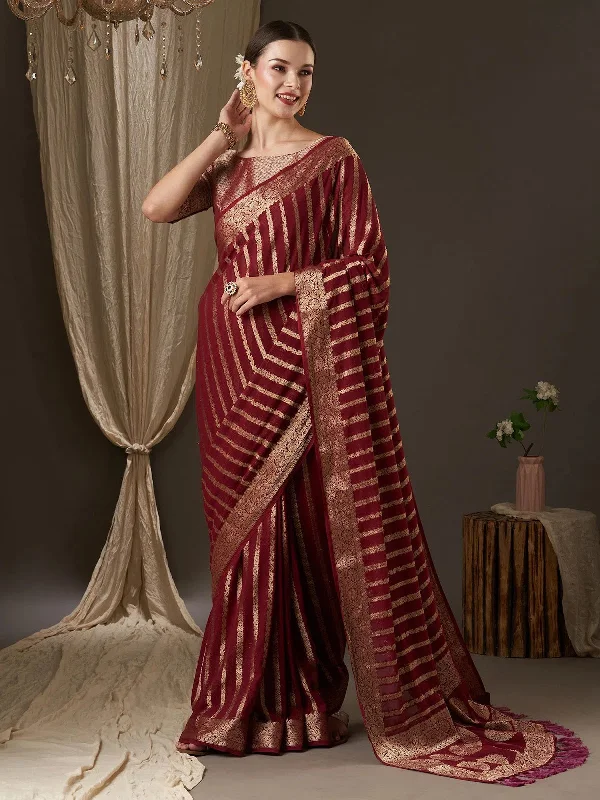 Saree Mall Women's Georgette Maroon Woven Design Designer Saree With Blouse Piece-ARYA1102 Slim Fit Blouse Saree Mall Women's Georgette Maroon Woven Design Designer Saree With Blouse Piece-ARYA1102 Slim Fit Blouse