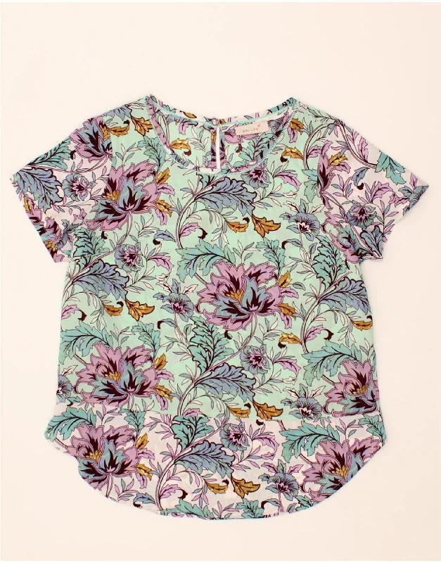 MARKS & SPENCER Womens Blouse Top UK 16 Large Turquoise Floral Polyester Embellished Collar Blouse MARKS & SPENCER Womens Blouse Top UK 16 Large Turquoise Floral Polyester Embellished Collar Blouse