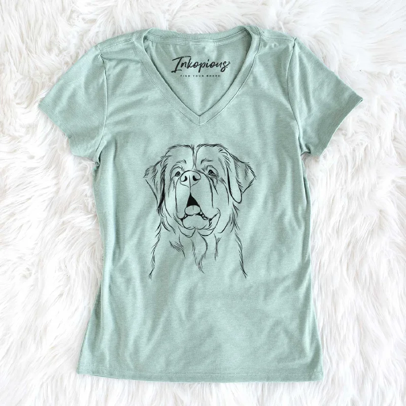Bare Atlas the Saint Bernard - Women's V-neck Shirt-- Graphic T-Shirt Round Neck Polyester Bare Atlas the Saint Bernard - Women's V-neck Shirt-- Graphic T-Shirt Round Neck Polyester