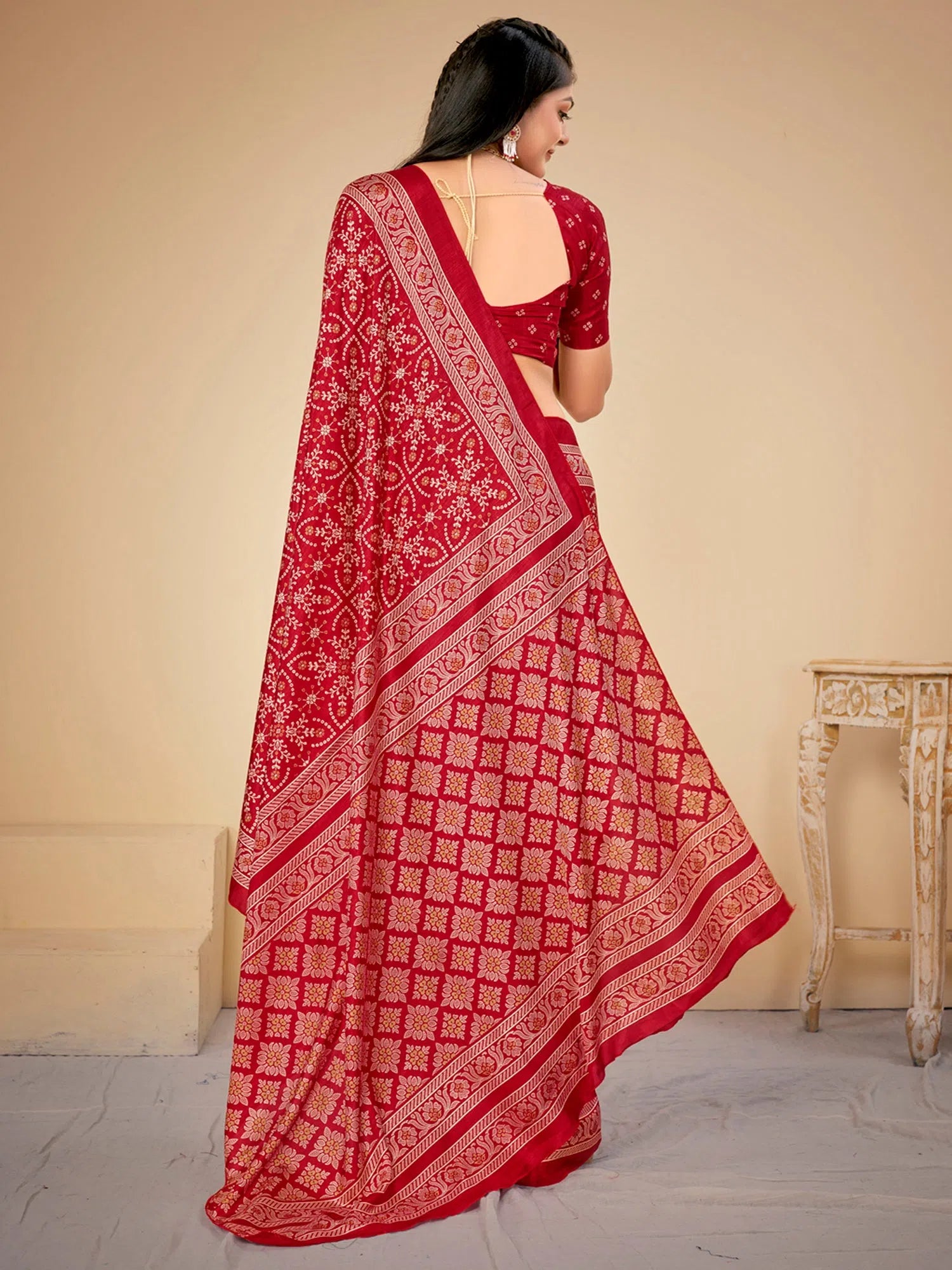 Saree Mall Women's Dola Red Printed Designer Saree With Blouse Piece-KUMKUM22B Boho Printed Blouse Saree Mall Women's Dola Red Printed Designer Saree With Blouse Piece-KUMKUM22B Boho Printed Blouse