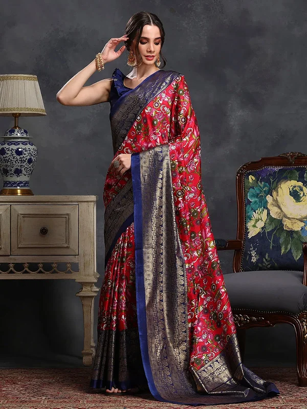 Saree Mall Women's Dola  Red Printed Designer Saree With Blouse Piece-RAJWADI11B Elegant Peplum Blouse