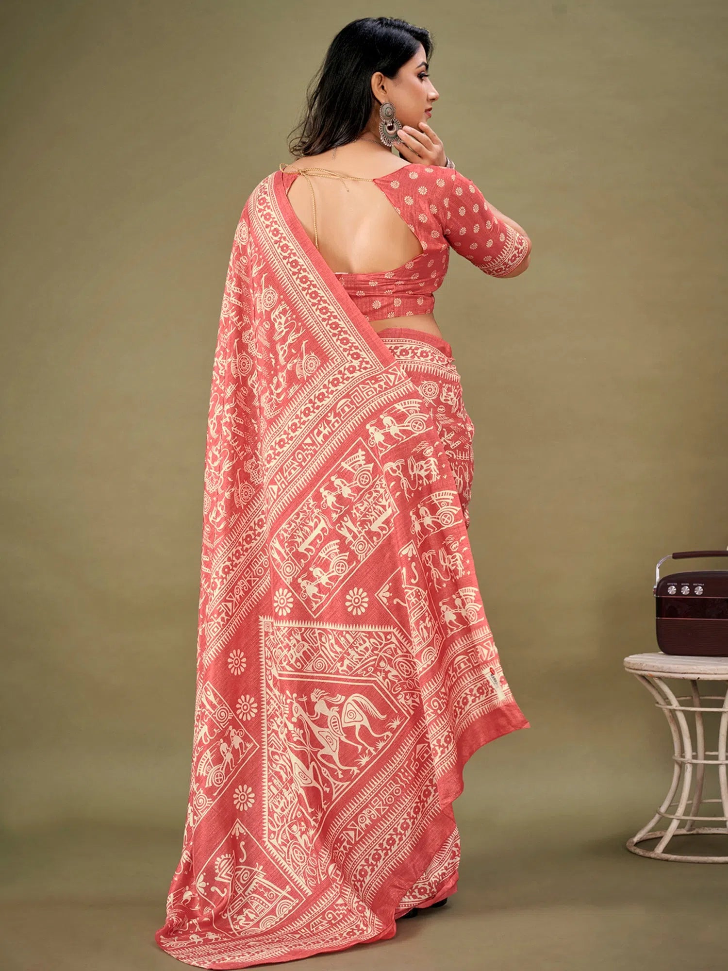 Saree Mall Women's Dola Peach Printed Designer Saree With Blouse Piece-KUMKUM20A Office Formal Blouse Saree Mall Women's Dola Peach Printed Designer Saree With Blouse Piece-KUMKUM20A Office Formal Blouse