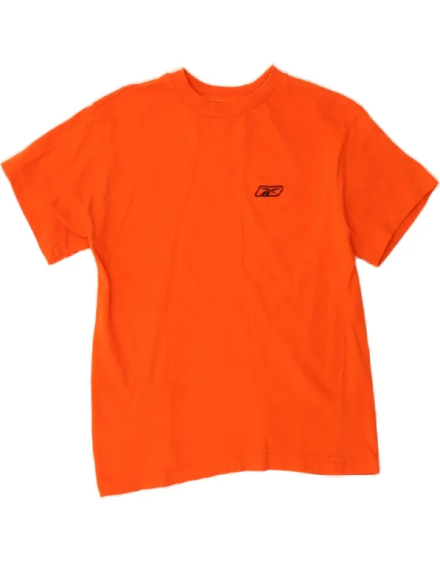 REEBOK Womens T-Shirt Top UK 12 Medium Orange Cotton-- Zippered Buttoned Snapped