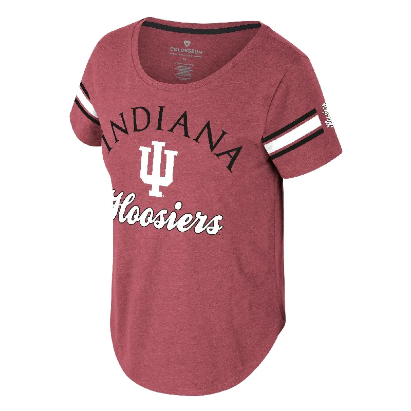 Indiana Hoosiers Women's Red Script Short-Sleeve T-Shirt-- Cotton Fabric Linen Fabric Terry Fabric