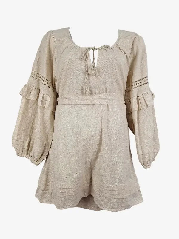 Spell & The Gypsy Oatmeal Metallic Threaded Mini Dress Size XXL Classic Floral Print Mini Dress Spell & The Gypsy Oatmeal Metallic Threaded Mini Dress Size XXL Classic Floral Print Mini Dress