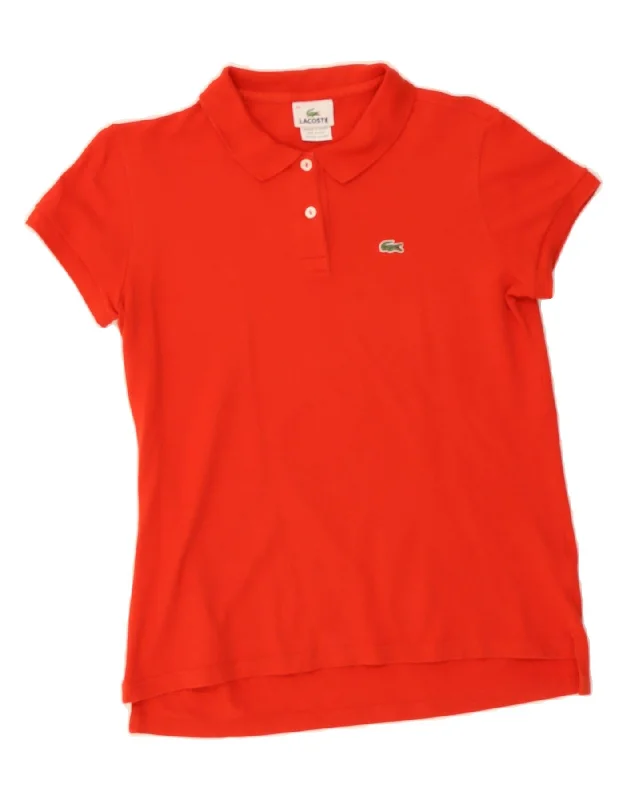 LACOSTE Womens Polo Shirt Size 44 Large Red Cotton-- Modern Contemporary Chic