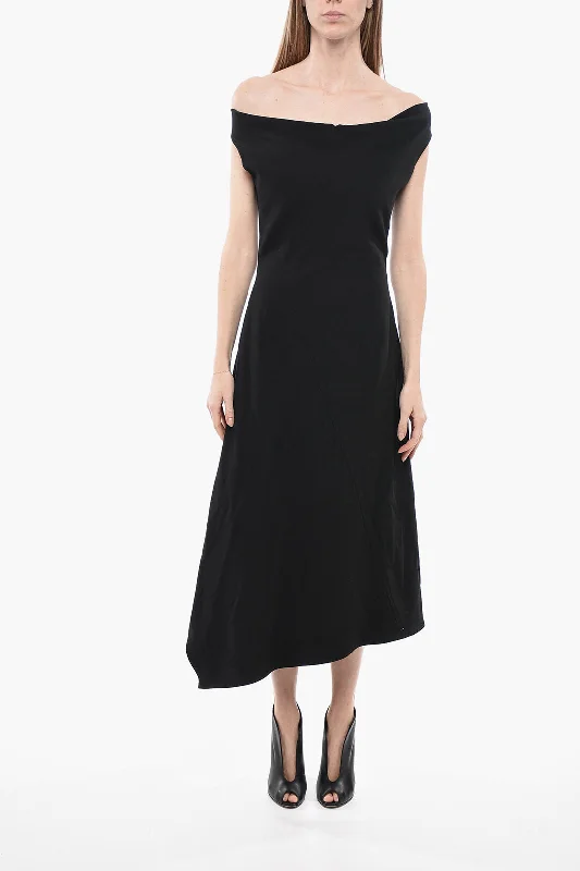 Bottega Veneta Cotton Asymmetric Dress with Draped Neckline 42 Italian size Tunics Stylish modern