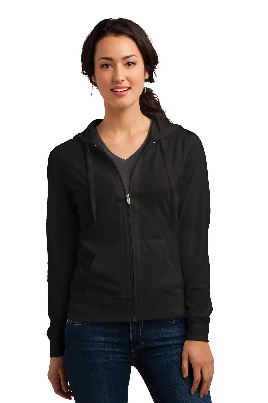 District Women's Fitted Jersey Full-Zip Hoodie. DT2100 Hoodie with Hem Ribbing Snug Secure District Women's Fitted Jersey Full-Zip Hoodie. DT2100 Hoodie with Hem Ribbing Snug Secure