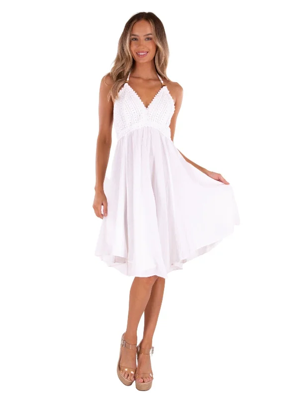 'Jess' White Midi Cotton Dress Bodycon Club Sequined