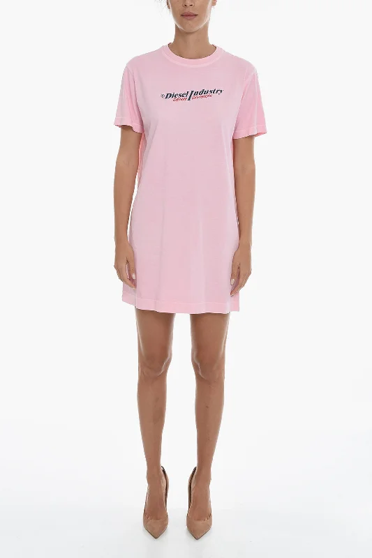 Diesel RED TAG Solid Color D-EGOR Tee Dress with Printed Logo Tunics Versatile functional