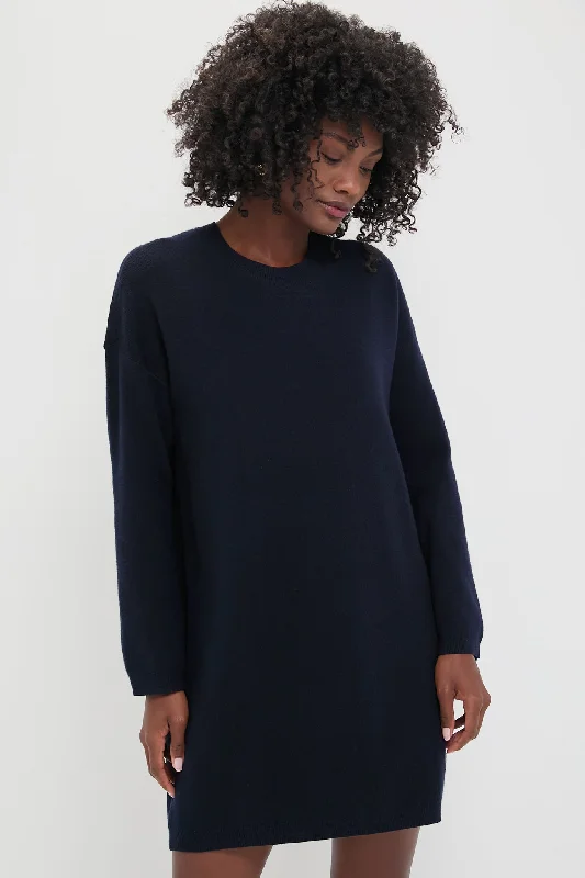 Navy Vivianne Crewneck Dress Tunics Sophisticated sleek