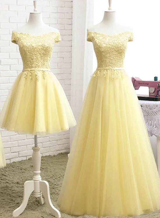 Fashion Light Yellow Tulle Off Shoulder Party Dress, Short Prom Dress, Homecoming Dress Tunics Denim casual Fashion Light Yellow Tulle Off Shoulder Party Dress, Short Prom Dress, Homecoming Dress Tunics Denim casual
