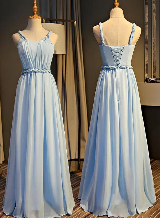 Light Blue Chiffon New Style Floor Length Party Dress, Blue Prom Dress Tunics Leisure comfortable Light Blue Chiffon New Style Floor Length Party Dress, Blue Prom Dress Tunics Leisure comfortable