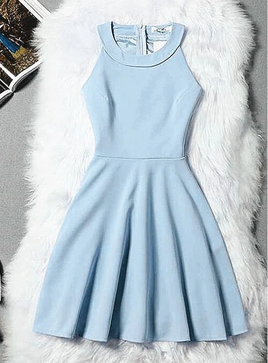 Light Blue Halter Short Wedding Party Dress, Cute Blue Prom Dress Tunics New arrival Light Blue Halter Short Wedding Party Dress, Cute Blue Prom Dress Tunics New arrival