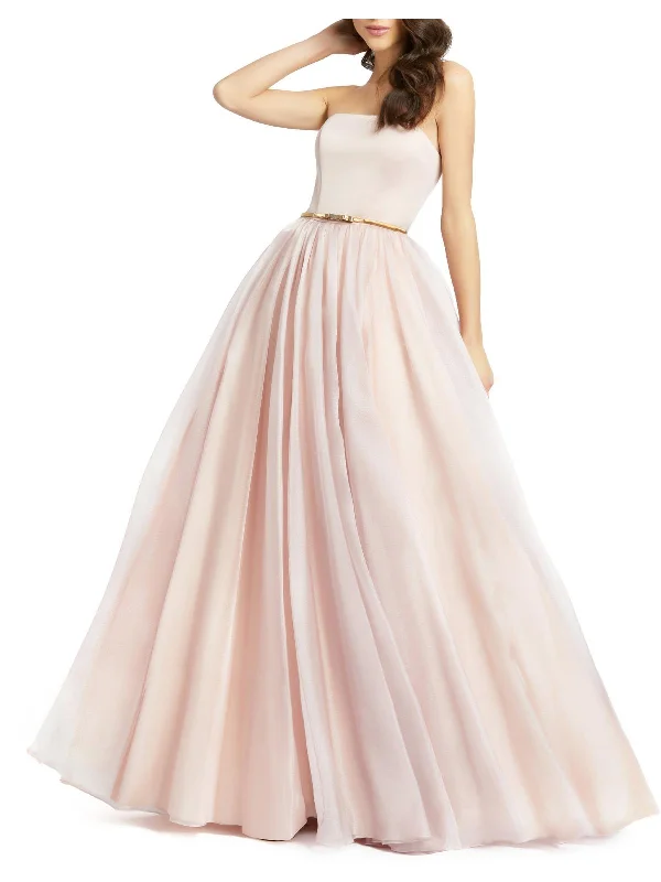 Womens Strapless Full Length Evening Dress Tunics Silk luxurious