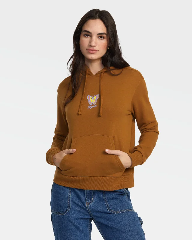 So Fly Hoodie - Workwear Brown Hoodie with High-Low Hem Asymmetrical Trendy