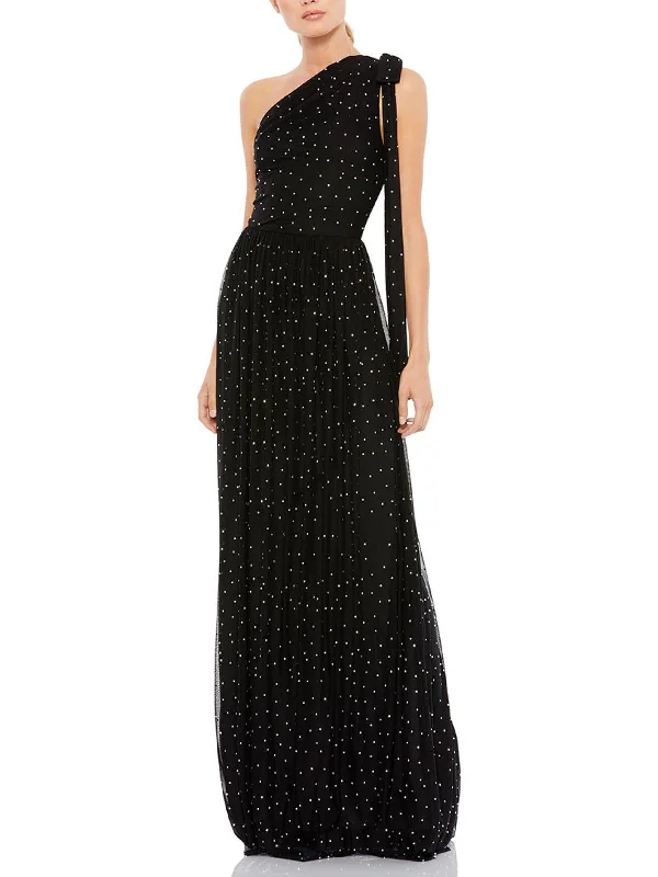 Womens One Shoulder Sheath Evening Dress Elegant Long Evening