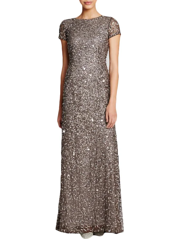 Womens Sequined V-Back Evening Dress Tunics Sophisticated sleek