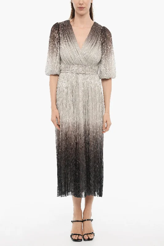Costarellos Metallic V-Neck Tunic Dress with Belt Tunics Corduroy durable