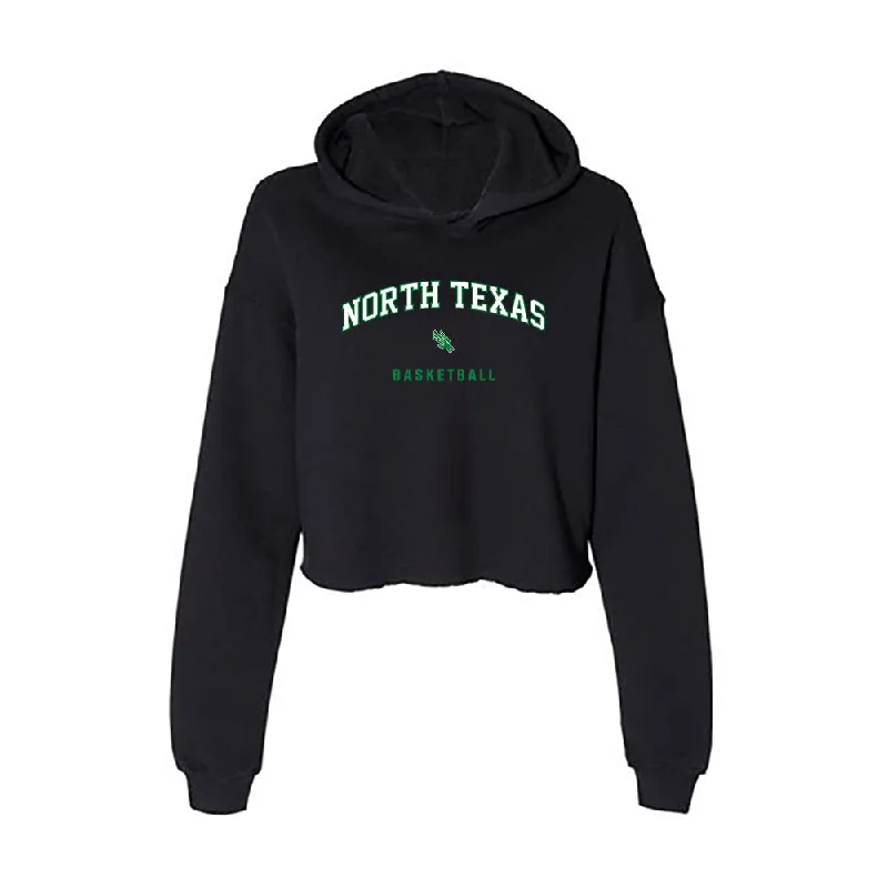 North Texas - NCAA Women's Basketball : Aniyah Johnson - Women's Crop Fleece Hoodie Hoodie with Hem Embroidery Detailed Premium North Texas - NCAA Women's Basketball : Aniyah Johnson - Women's Crop Fleece Hoodie Hoodie with Hem Embroidery Detailed Premium