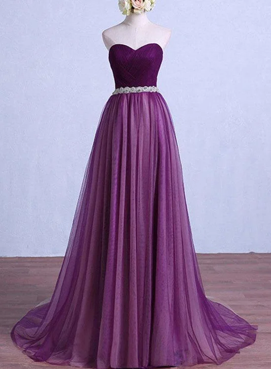 Purple Tulle Sweetheart Long Wedding Party Dress with Belt, Purple Prom Dress Bridesmaid Dress Tunics Canvas sturdy Purple Tulle Sweetheart Long Wedding Party Dress with Belt, Purple Prom Dress Bridesmaid Dress Tunics Canvas sturdy