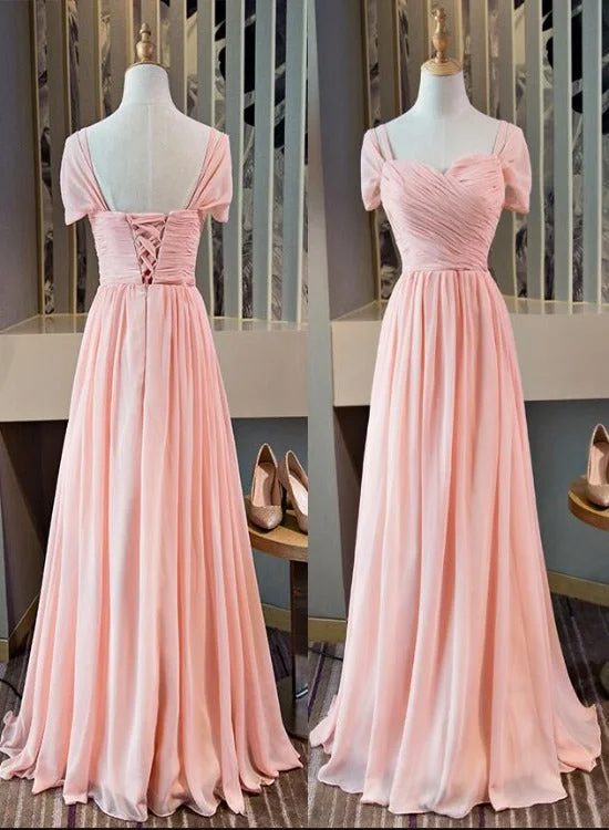 Beautiful Pink Mismatch Long Chiffon Bridesmaid Dress, Pink Party Dress Tunics Trousers formal Beautiful Pink Mismatch Long Chiffon Bridesmaid Dress, Pink Party Dress Tunics Trousers formal