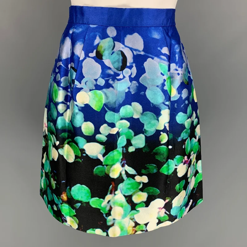 OSCAR DE LA RENTA 2012 Size 4 Multi-Color Silk / Cotton Abstract Skirt lace skirt intricate OSCAR DE LA RENTA 2012 Size 4 Multi-Color Silk / Cotton Abstract Skirt lace skirt intricate