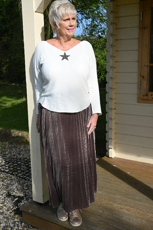 Pleated Velour Skirt - Malissa J | Metallic Rose athletic skirt fit