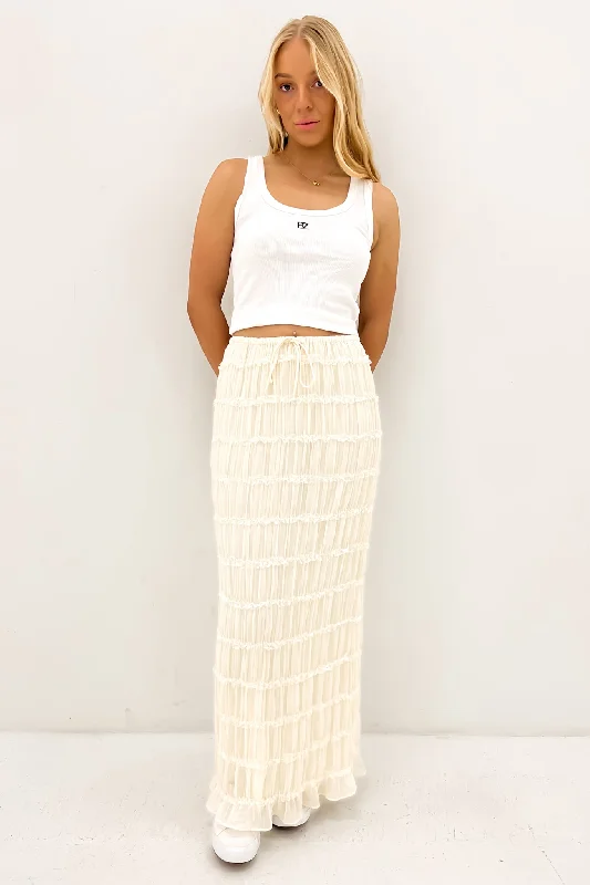 Eloisa Maxi Skirt Cream casual skirt length