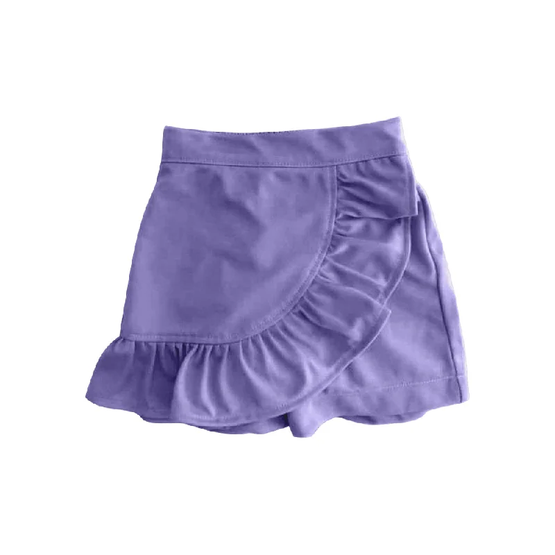 Preorder GLK0064 Pure Purple Ruffled skirt shorts girls boutique outfit 202503 slim fit skirt