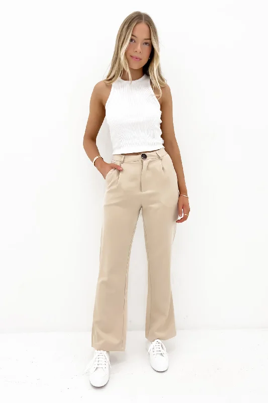 Joss Pant Beige Formal Wide-Leg Pants
