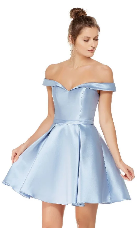 Alyce Paris - Off Shoulder Slight V-bustline Short Party Dress 3766SC Tunics Chinos classic