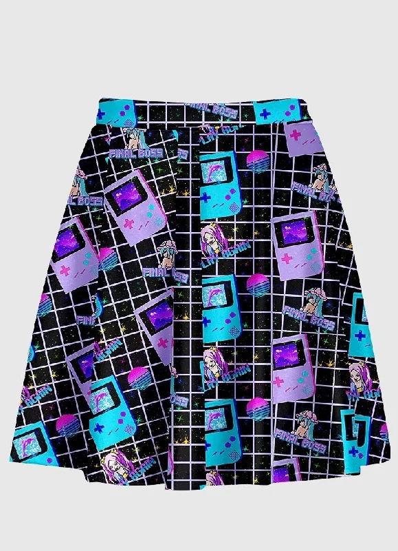 Vaporwave Aesthetic Video Game Black Skirt denim skirt fashionable