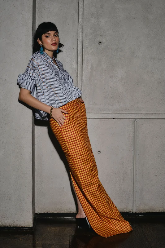 Luduvide Check Maxi Skirt slim fit skirt