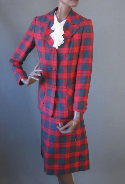 Women's Vintage 60s Skirt Jacket Suit Set Tartan Plaid Scarf Kilt M Aljeasn VFG Striped Jacket Polka Dot Jacket Floral Jacket Women's Vintage 60s Skirt Jacket Suit Set Tartan Plaid Scarf Kilt M Aljeasn VFG Striped Jacket Polka Dot Jacket Floral Jacket