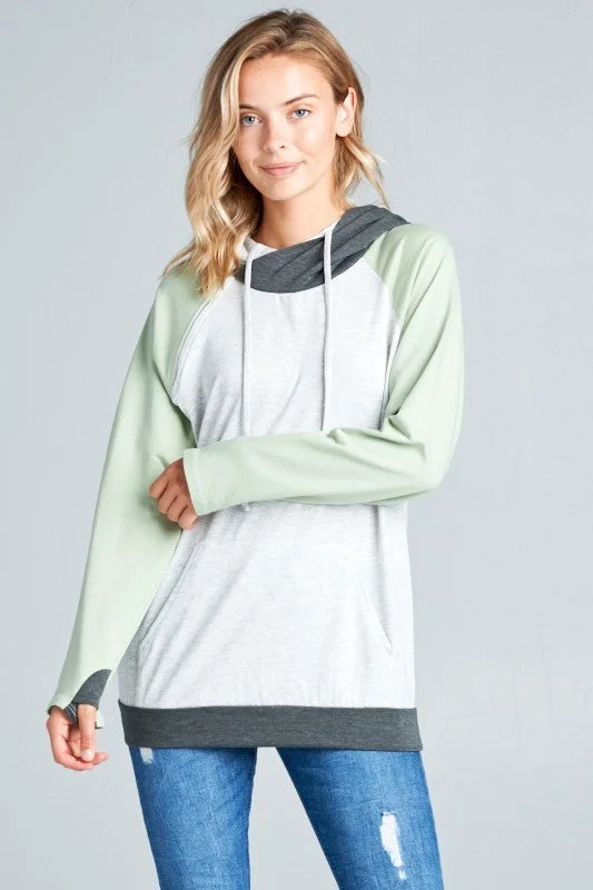 Colorblock Hooded Sweater Neon Metallic Matte