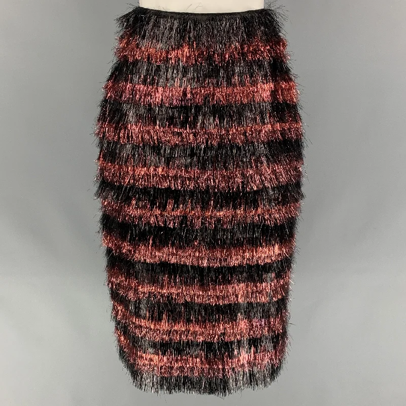 BURBERRY PRORSUM Fall 2012 Size 6 Cherry & Black Polyamide / Silk Stripe Skirt cashmere skirt fine BURBERRY PRORSUM Fall 2012 Size 6 Cherry & Black Polyamide / Silk Stripe Skirt cashmere skirt fine