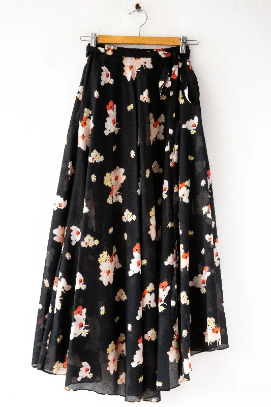 Tilde Floral Wrap Skirt leather skirt sleek
