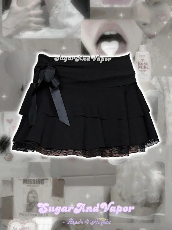 Celestia Dark Doll Ruffled Mini Skirt chiffon skirt airy